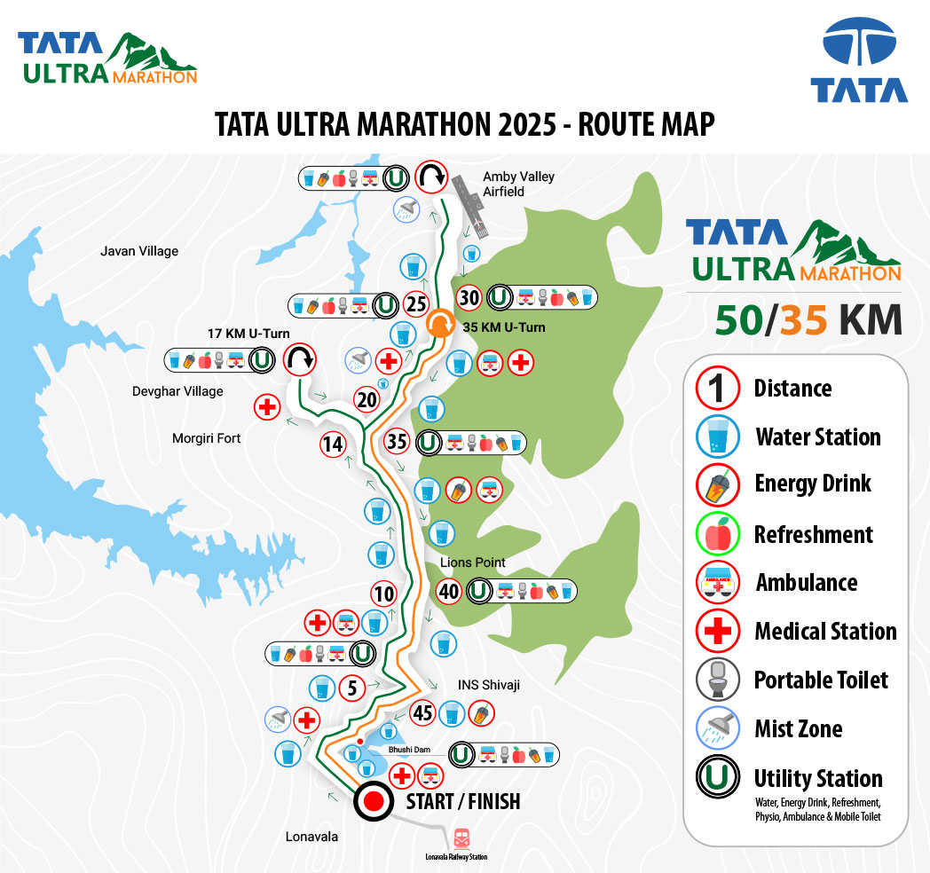 TATA Ultra Marathon Route Map 50/35KM